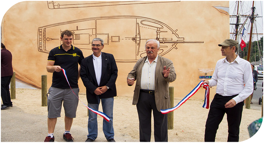 Inauguration officiel -Fresque-murale-peinture de street art-monumentale & identitaire port de Morlaix dans le Finistère en Bretagne