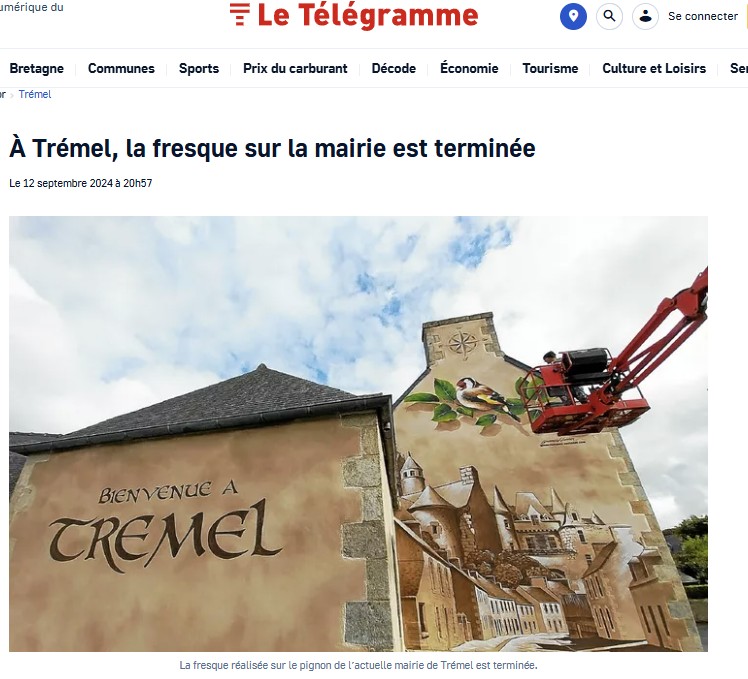 Article de presse-peinture mura de Trémel-peinture de street art réalisée par le graffeur et peintre muraliste&nbsp; Gwendal LARHER de Morlaix.