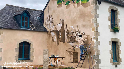 Gwendal larher artiste muraliste -peintre en trompe-l'oeil-artiste graffeur-trémel-cotes d'armor- bretagne nord