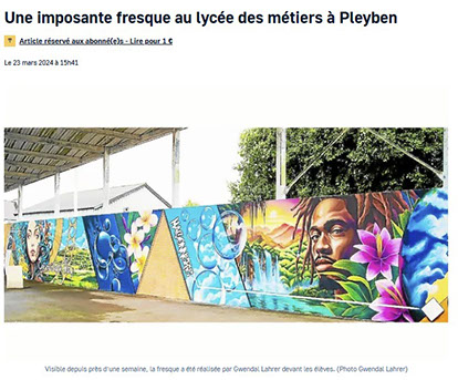 Une imposante fresque au lycée des métiers de Pleyben. article le télégramme