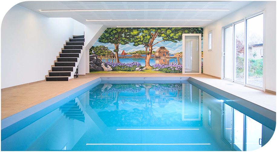 fresque murale piscine interieure villa prestige Côtes-d’Armor Bretagne