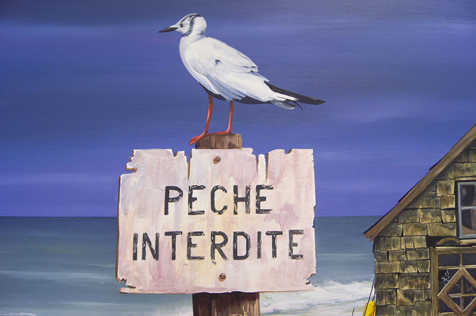 Strene de dougall- détail d'une fresque de marine peinte dans une villa à Carantec