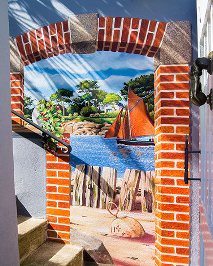 fresque murale extérieure marine voilier et horizon Bretagne