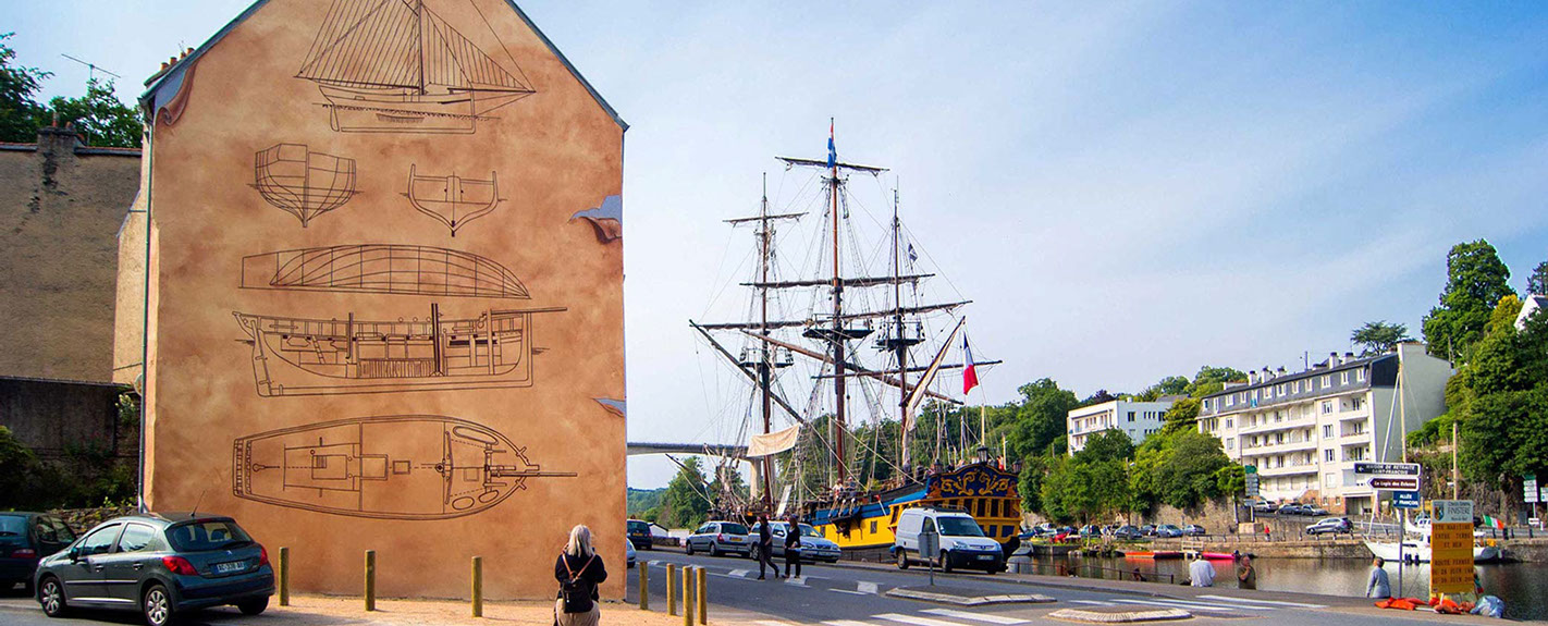 trompe-l'œil&nbsp; rue notre dame ville de morlaix