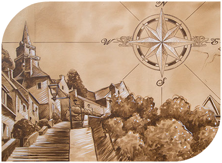 Fresque illustrative style carnet de voyage Distillerie Warenghem Lannion