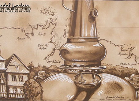 Peinture murale style croquis illustration artistique Warenghem Lannion
